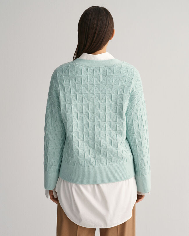 C&aacute;rdigan de cuello de pico con dise&ntilde;o de espiga