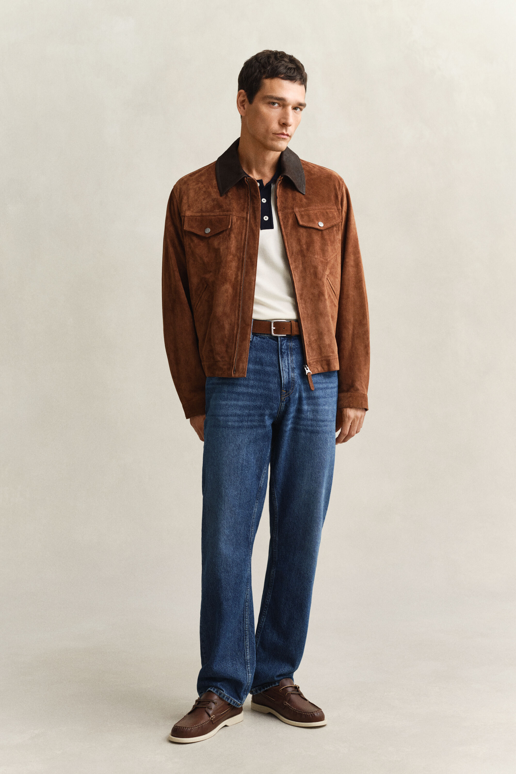 Jersey tipo polo de algodón y modal