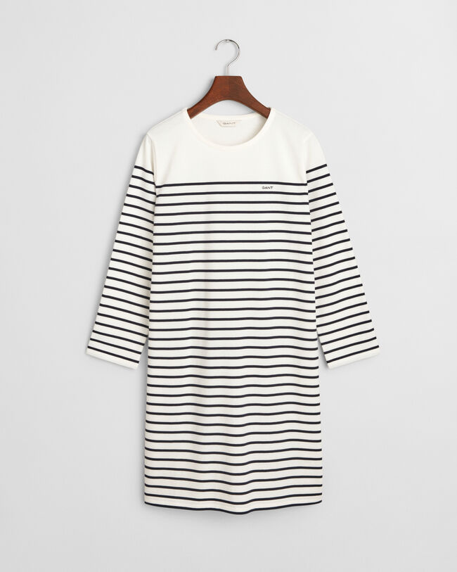 Vestido de cuello redondo a rayas bretonas