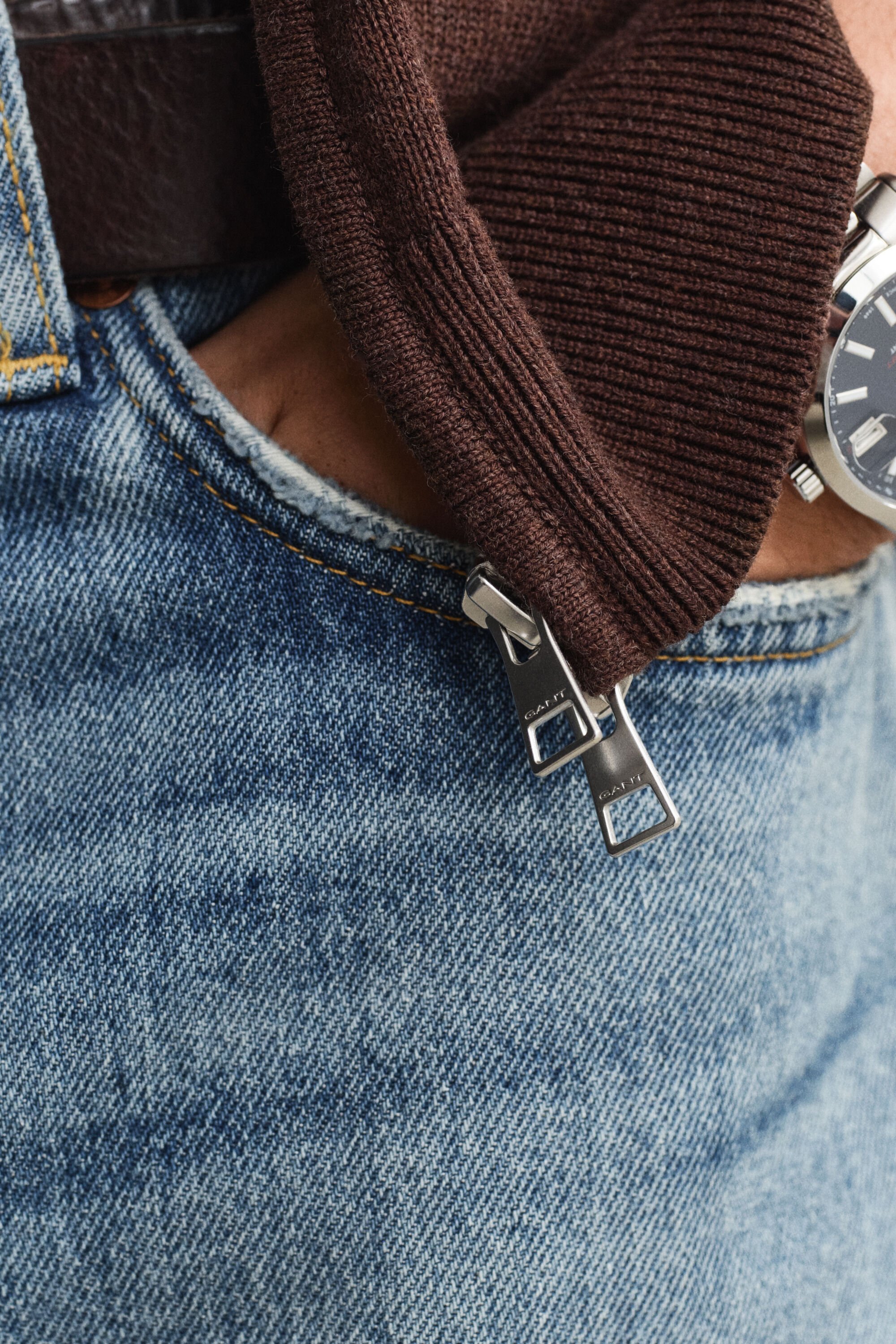 Cárdigan de algodón con cremallera Casual