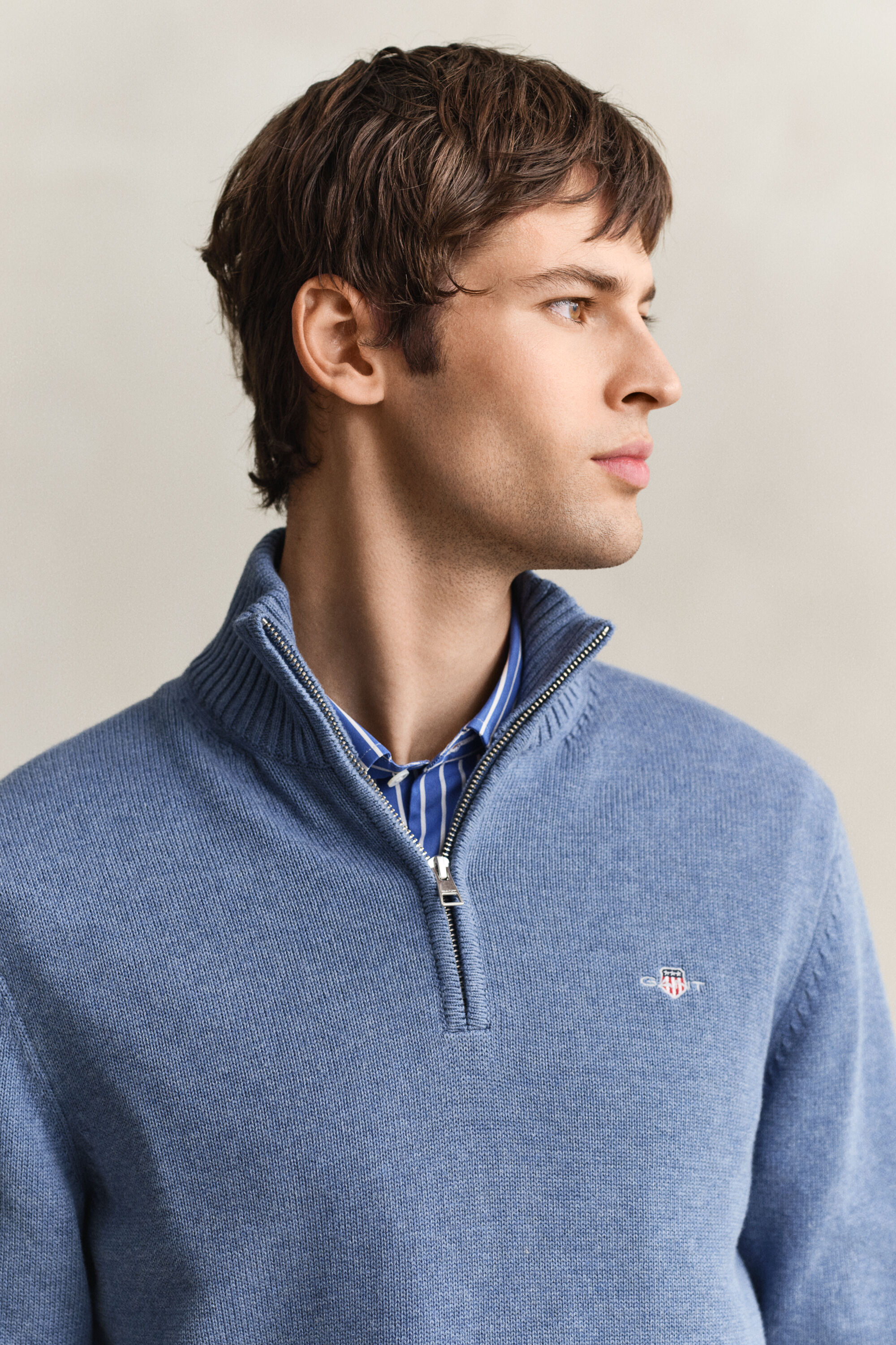 Jersey de algodón con media cremallera Casual