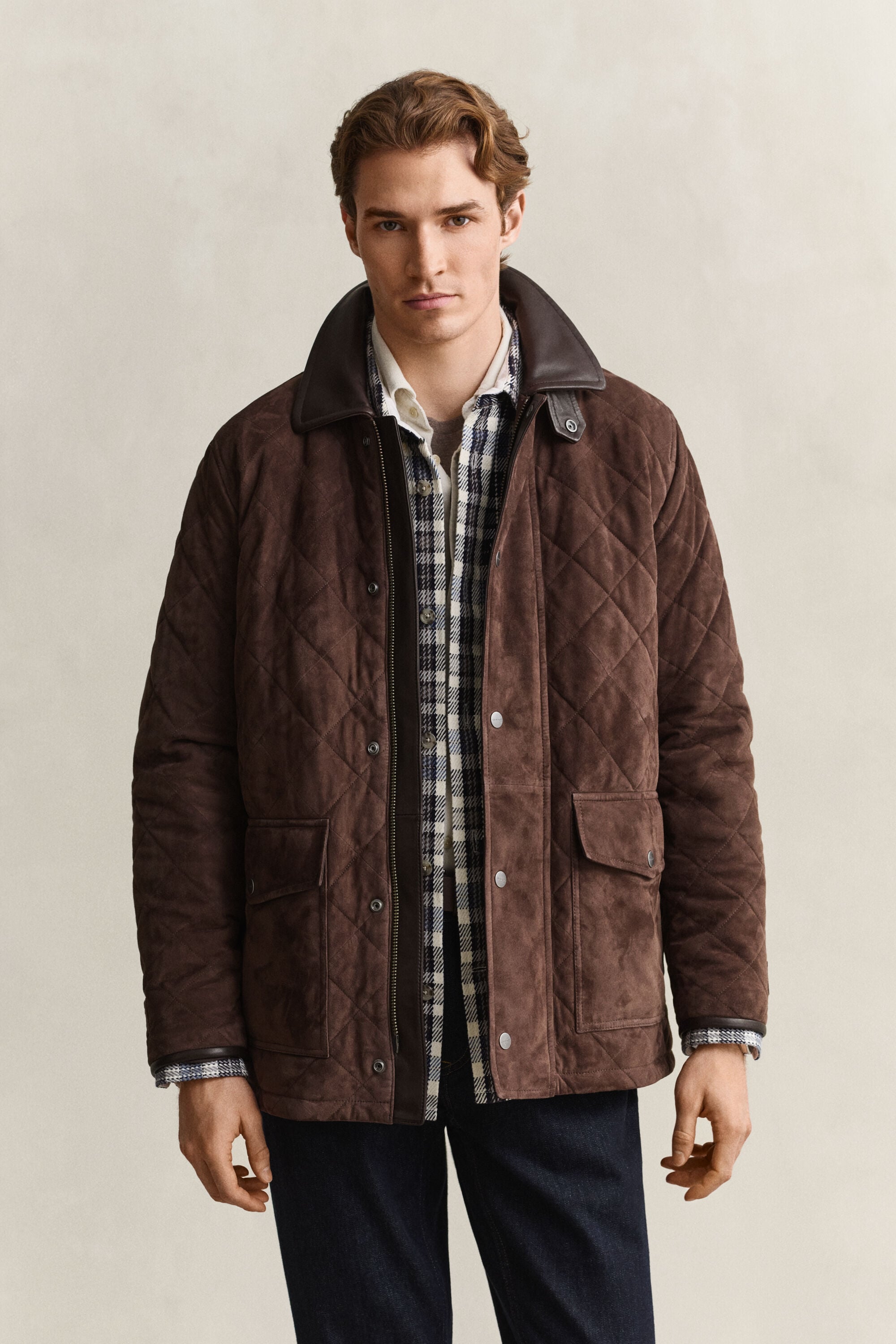 Chaqueta acolchada de ante