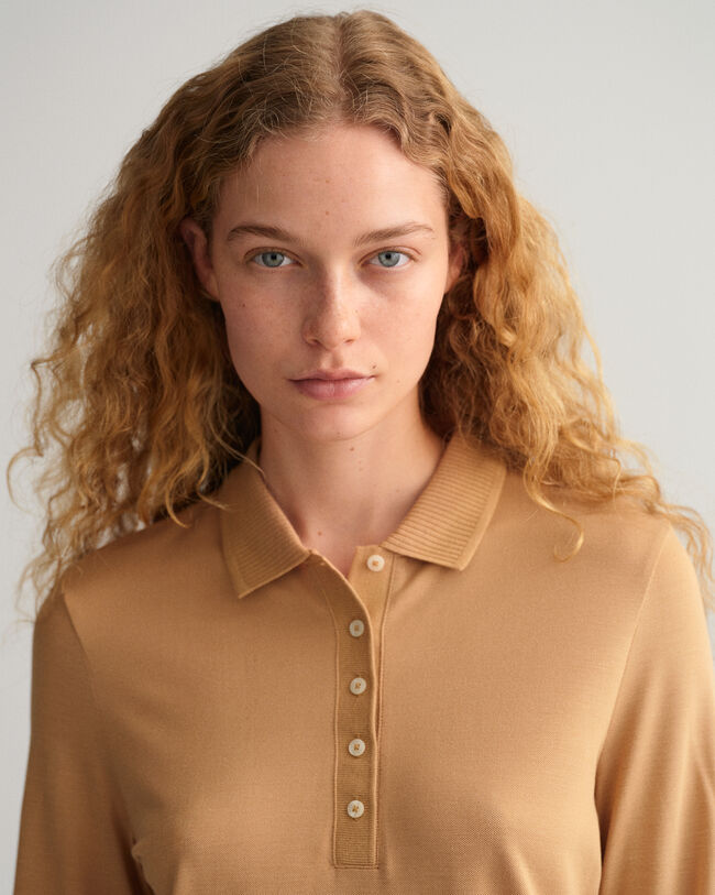 Polo de piqu&eacute; de manga larga Detail Collar