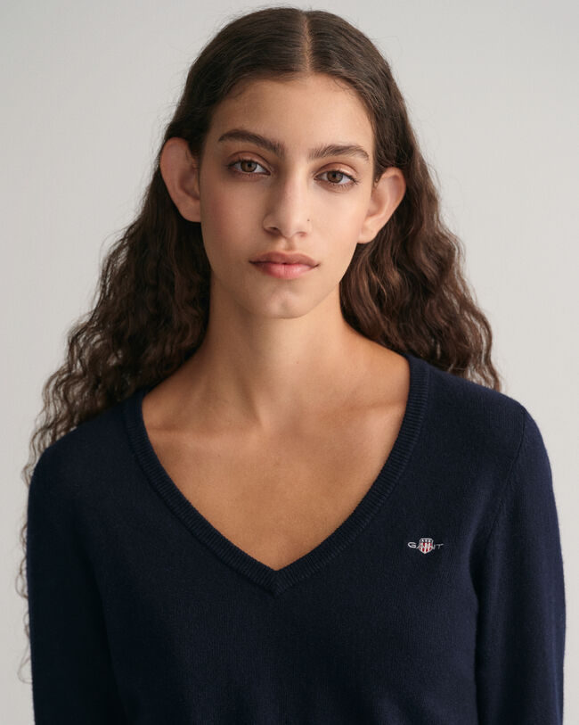 Jersey extrafino con cuello de pico