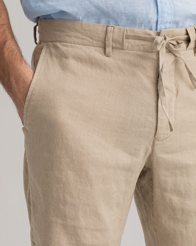 Pantalones cortos Relaxed Fit de lino con cord&oacute;n ajustable