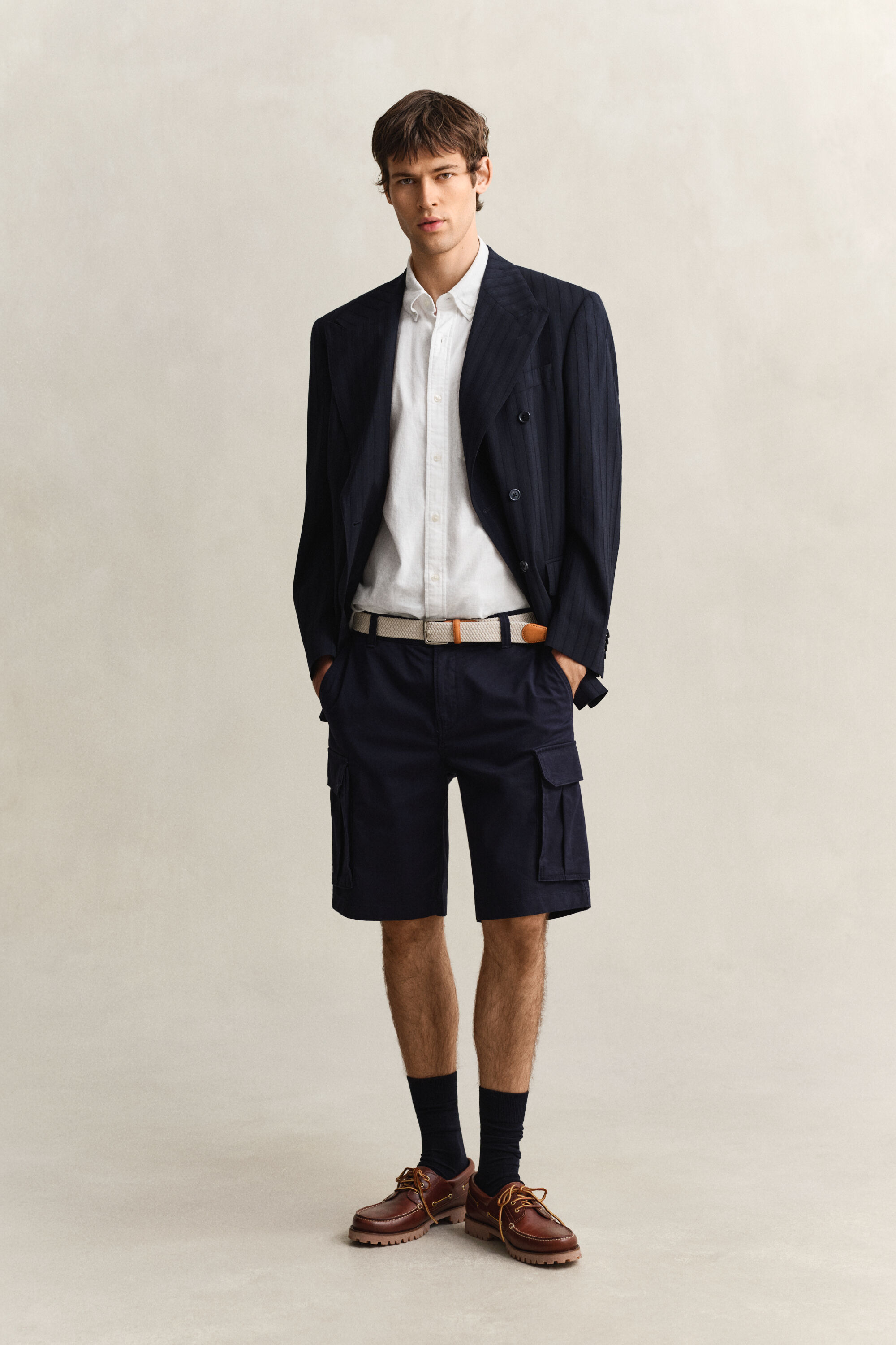 Camisa de manga corta en mezcla de lino