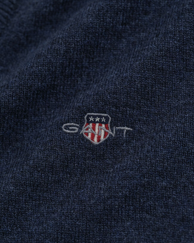 Jersey de cuello de pico en lana de oveja muy fina