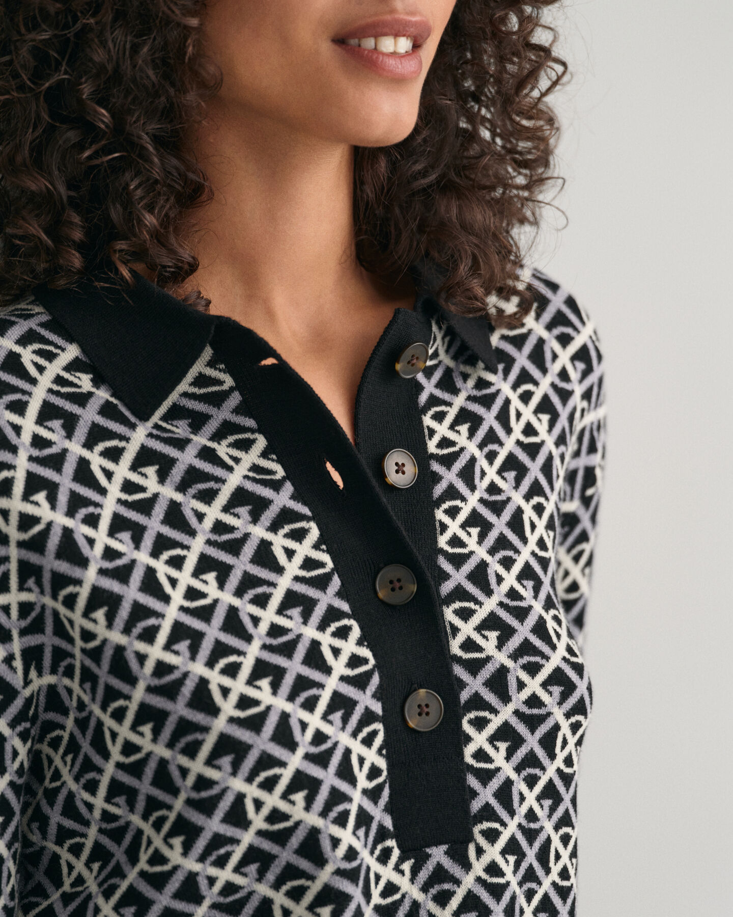 Jersey con cuello de polo en jacquard G Patterned