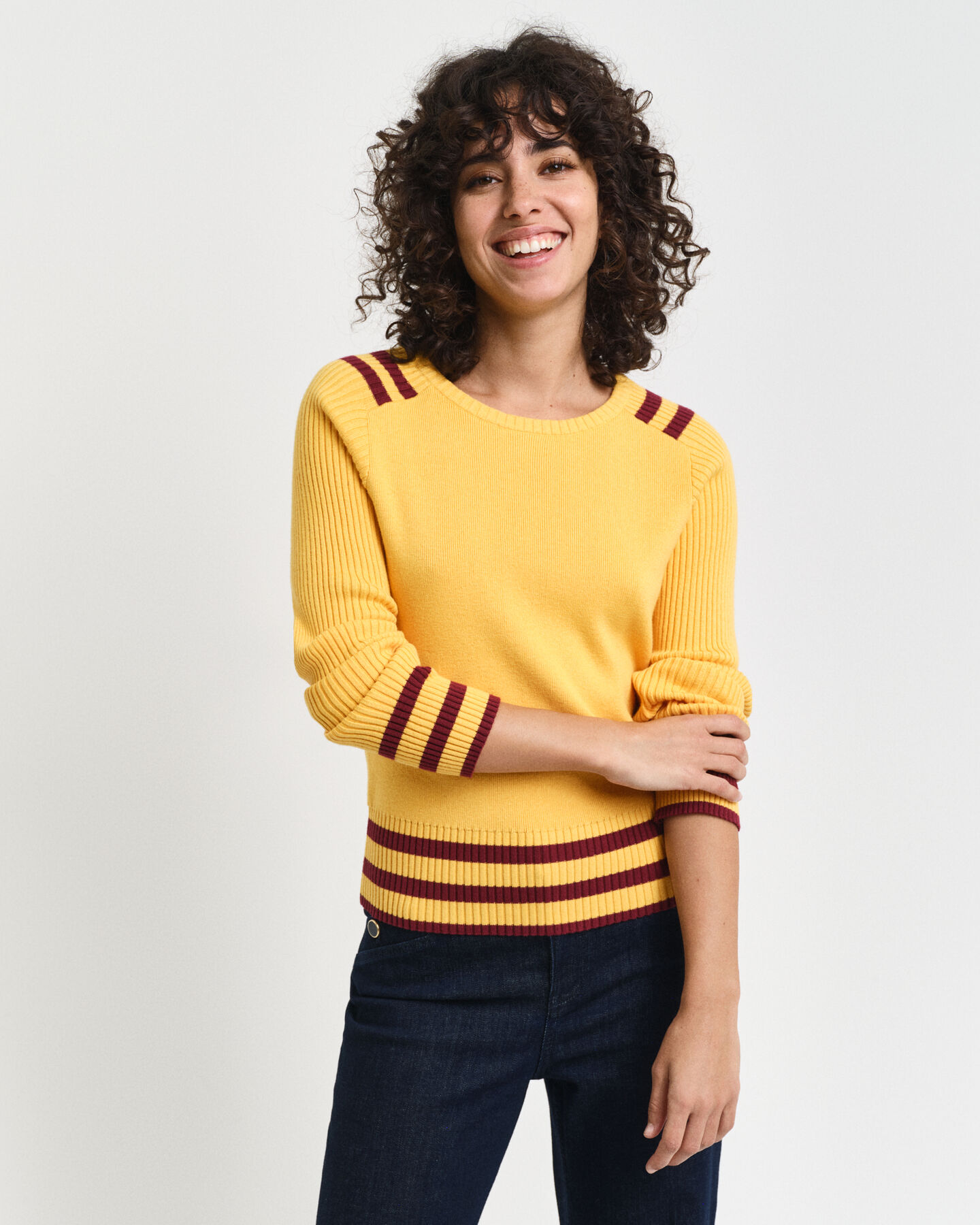 Jersey de cuello redondo con detalle en contraste