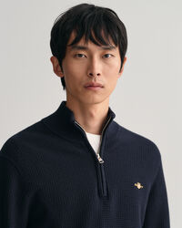 Jersey de algodón con media cremallera Textured