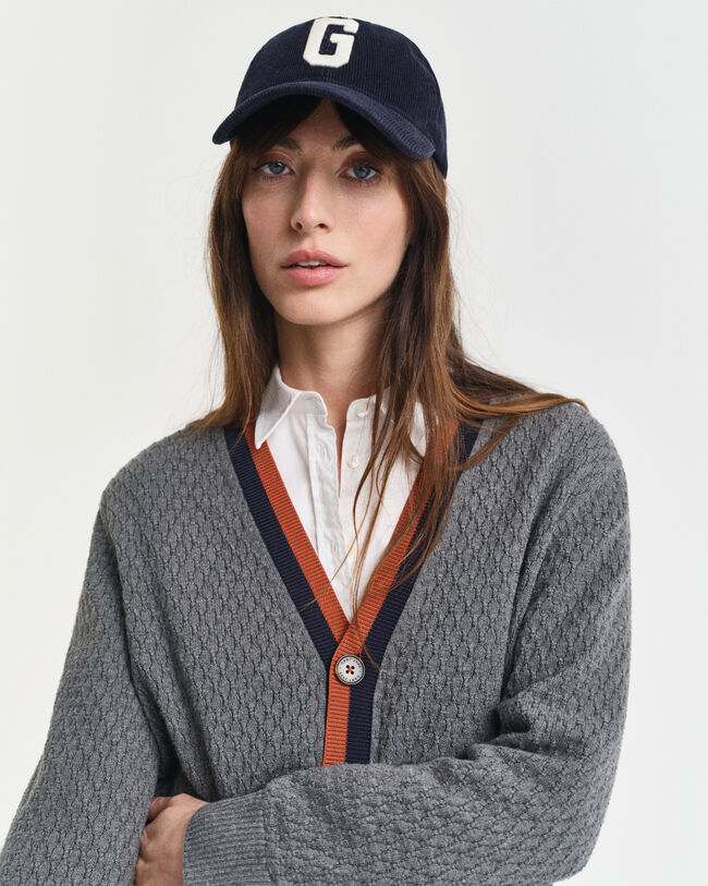 Cárdigan de algodón en contraste con textura