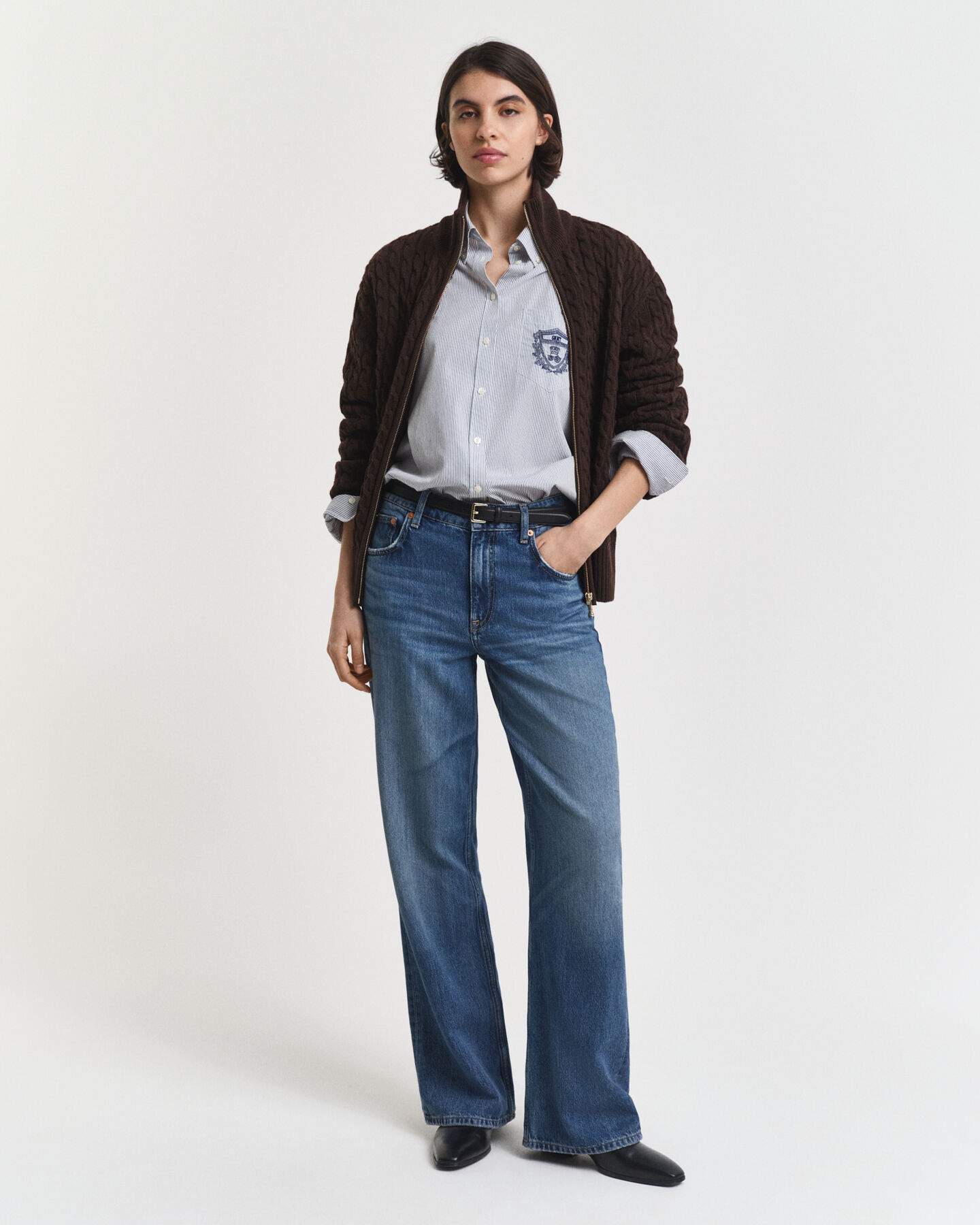 Cárdigan de punto de ochos con cremallera