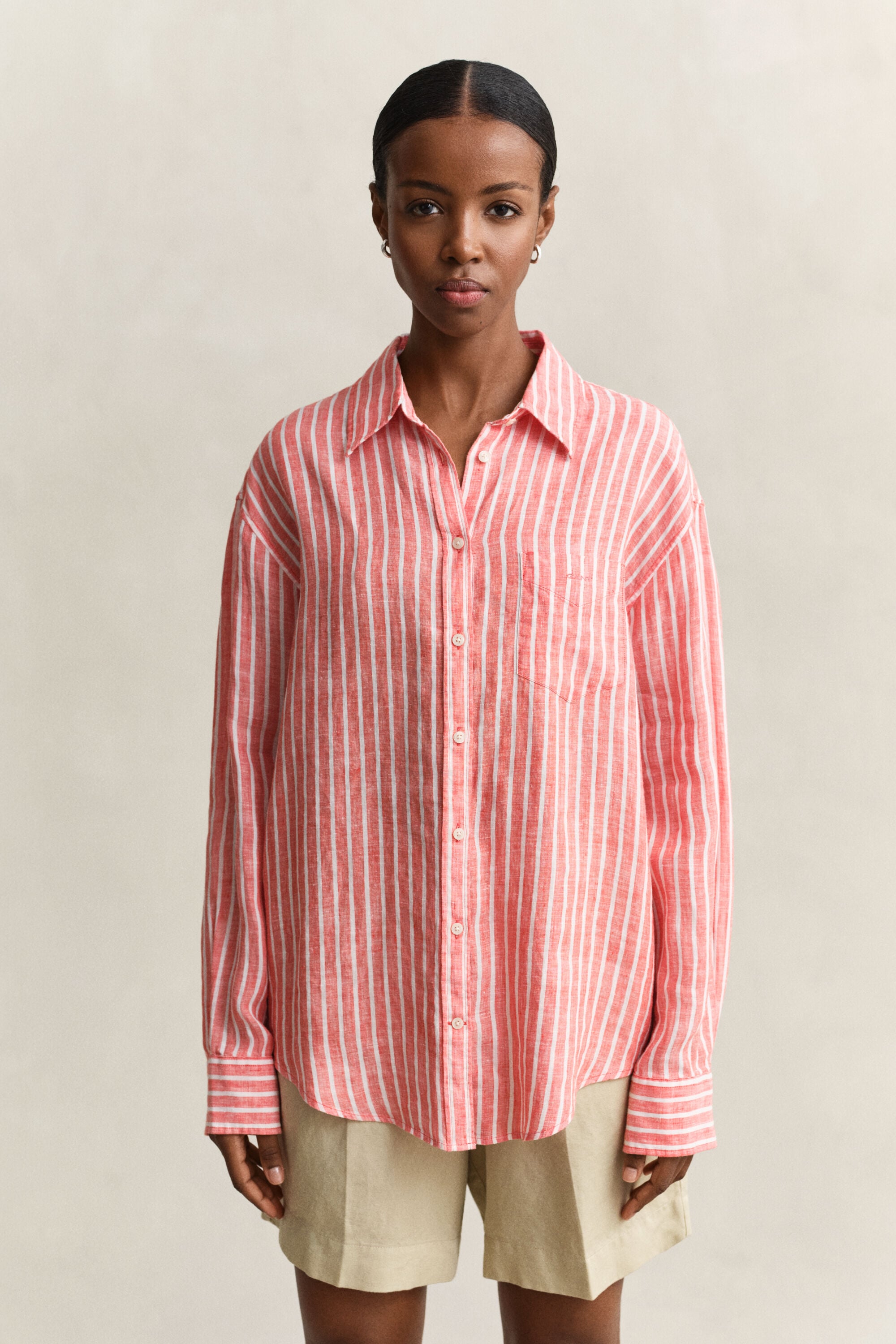 Camisa Relaxed Fit de lino a rayas