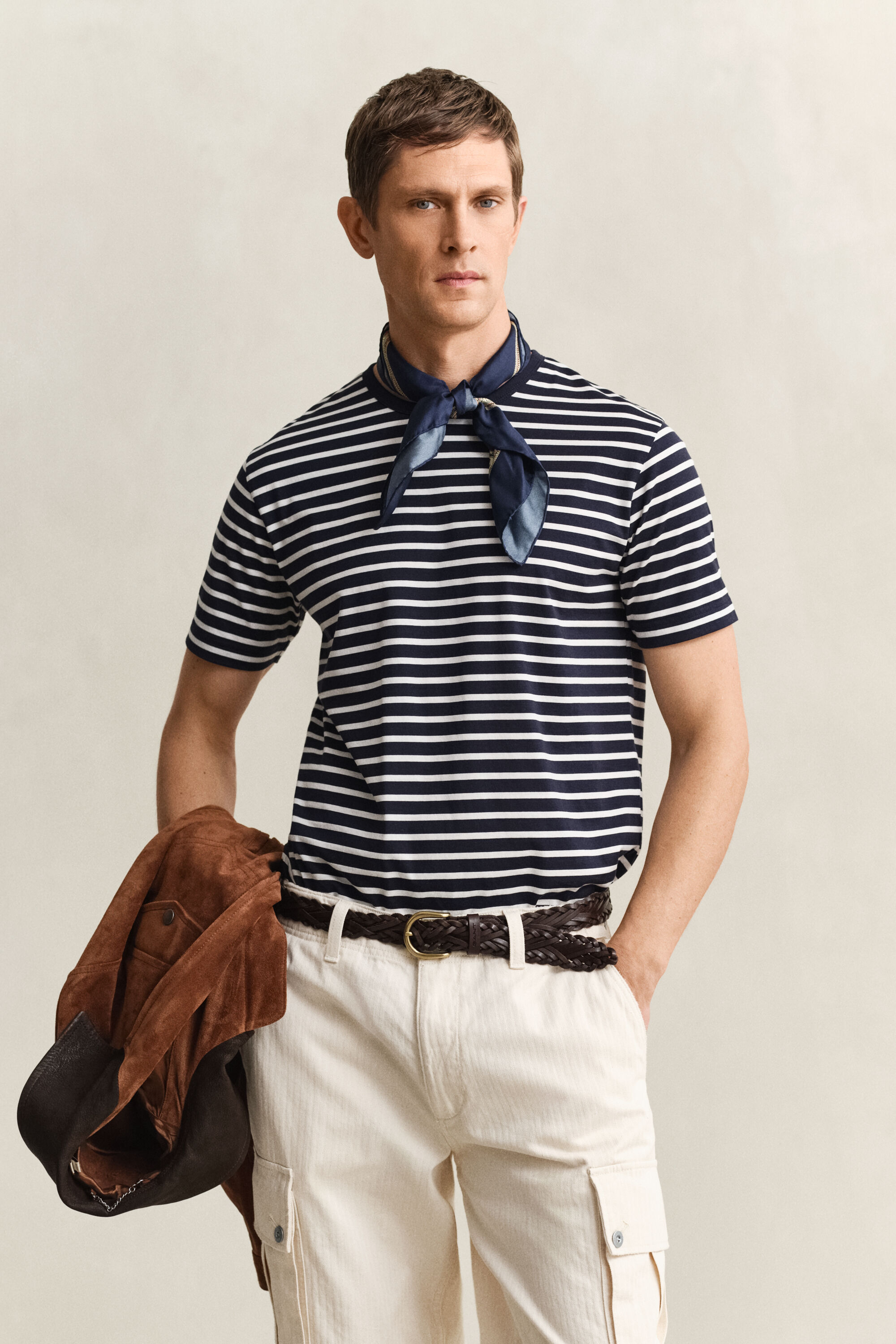 Camiseta de algodón pima con estampado de rayas