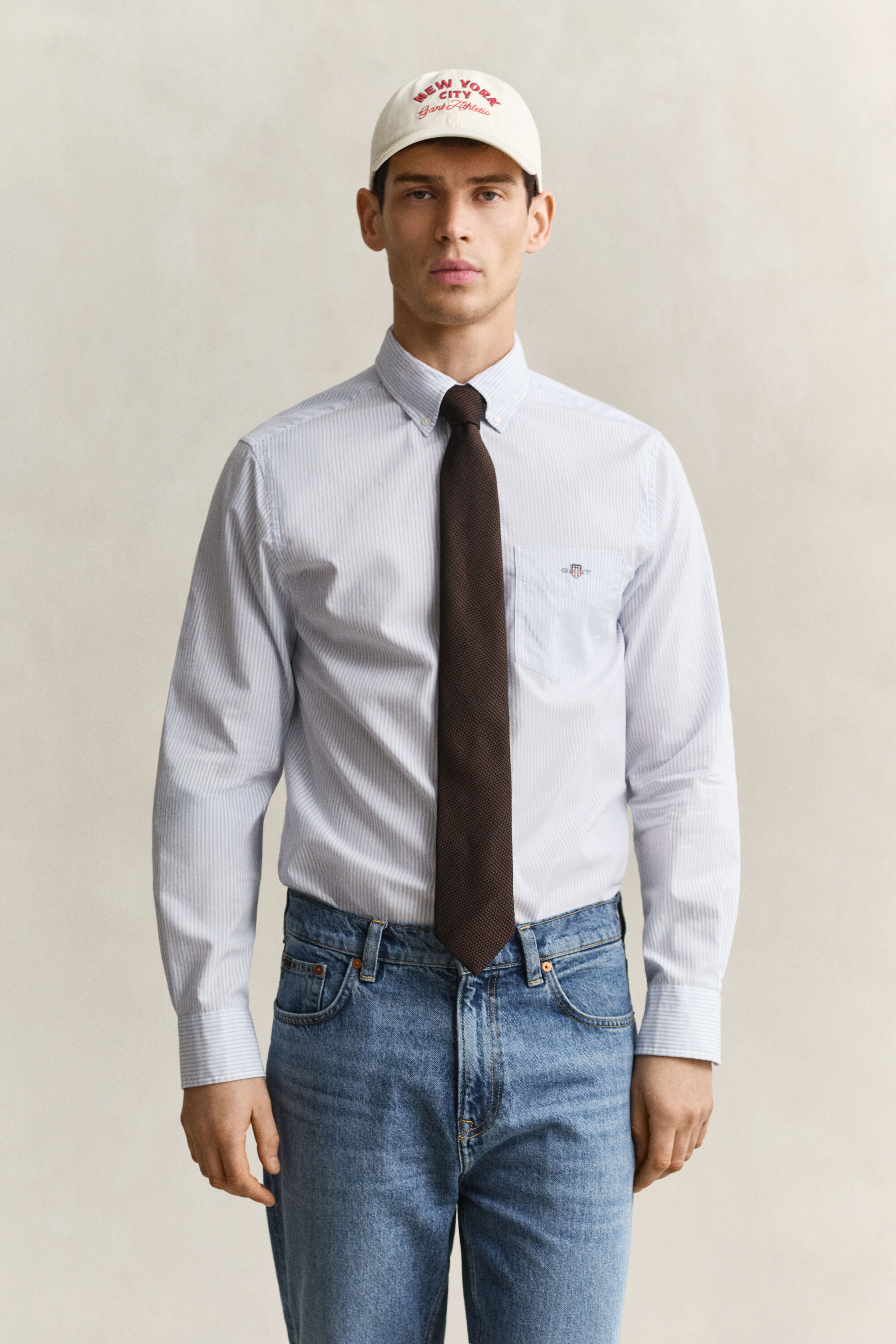 Camisa de popelina Regular Fit clásica de rayas