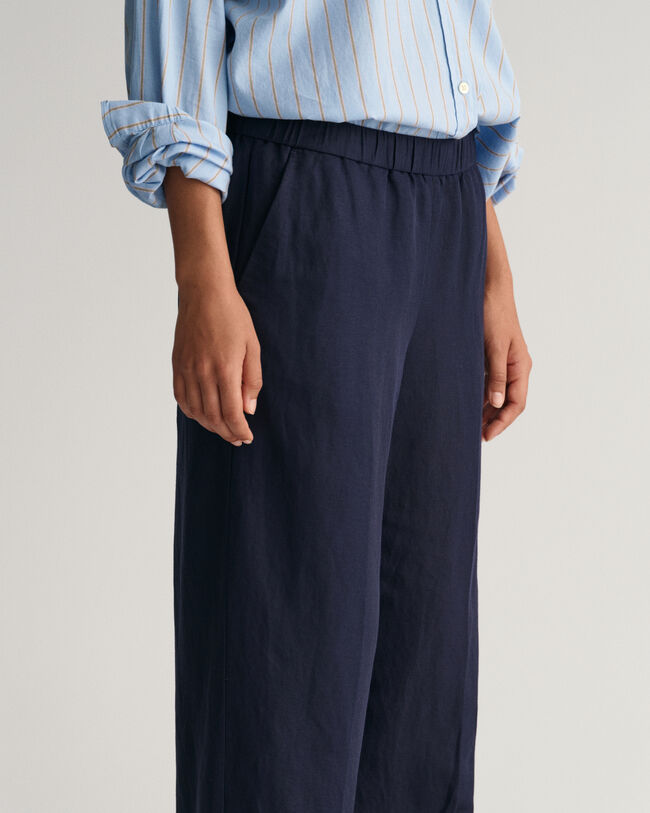 Pantalones Relaxed Fit en mezcla de lino Pull-On