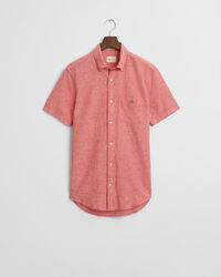 Camisa Regular Fit de manga corta en algodón y lino